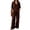 Brown, variant on Women's Casual Trousers Set, Loose Top And Wide Leg Pants, Matching Two Piece Outfit, Palazzo Style Co Ord