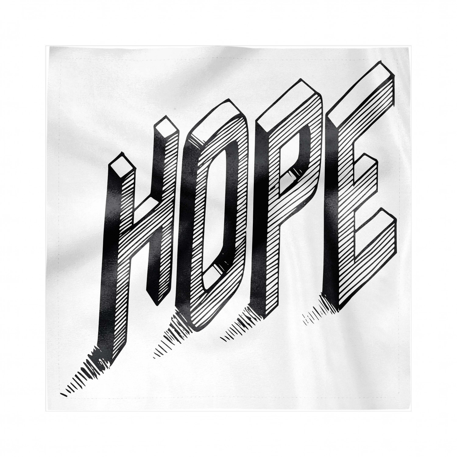 Hope Decorative Satin Napkins Set of 4, Sketch Letters with Stripes
