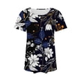 thumbnail image 5 of Raeneomay Short Sleeve Tunic Tops Fit Pleated Blouse Shirts Fashionable Women's Casual Short Sleeved Loose Round Neck Printed Top, 5 of 5