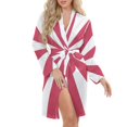 thumbnail image 5 of Aesthetic Heather Violet And White Sunburst Night Robe Long Sleeve V Neck Robe With Belt Women's Sleepwear Dresses, 5 of 9