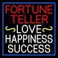 thumbnail image 1 of Red Fortune Teller White Love Happiness Success LED Neon Sign 24" Tall x 24" Wide - inches Black Square Cut Acrylic Backing, with Dimmer - Bright and Premium built indoor LED Neon Sign for Storefront., 1 of 7