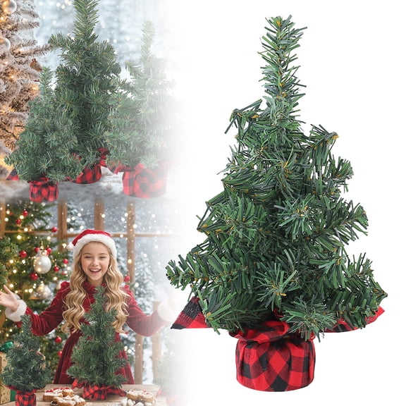 Clearance Under $1 Small Artificial Christmas Tree with Ornaments – Compact Festive Decor for Tabletop, Desk, Mantel, Living Room & Holiday Displays (Style C)