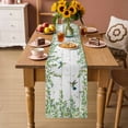 thumbnail image 2 of Spring Botanical Table Runner - 72 Inch Long Watercolor Leaves Flowers Birds Gray Wood Cotton and Linen Blended Dress Scarves Farmhouse Table Runner for Kitchen Dining, Coffee Table, 13" x 72", 2 of 8