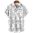 thumbnail image 3 of Camisa con estampado de gato de dibujos animados en 3D para hombre, cómoda, de verano, de manga corta, informal, holgada, de secado rápido, hawaiana, 3 of 5