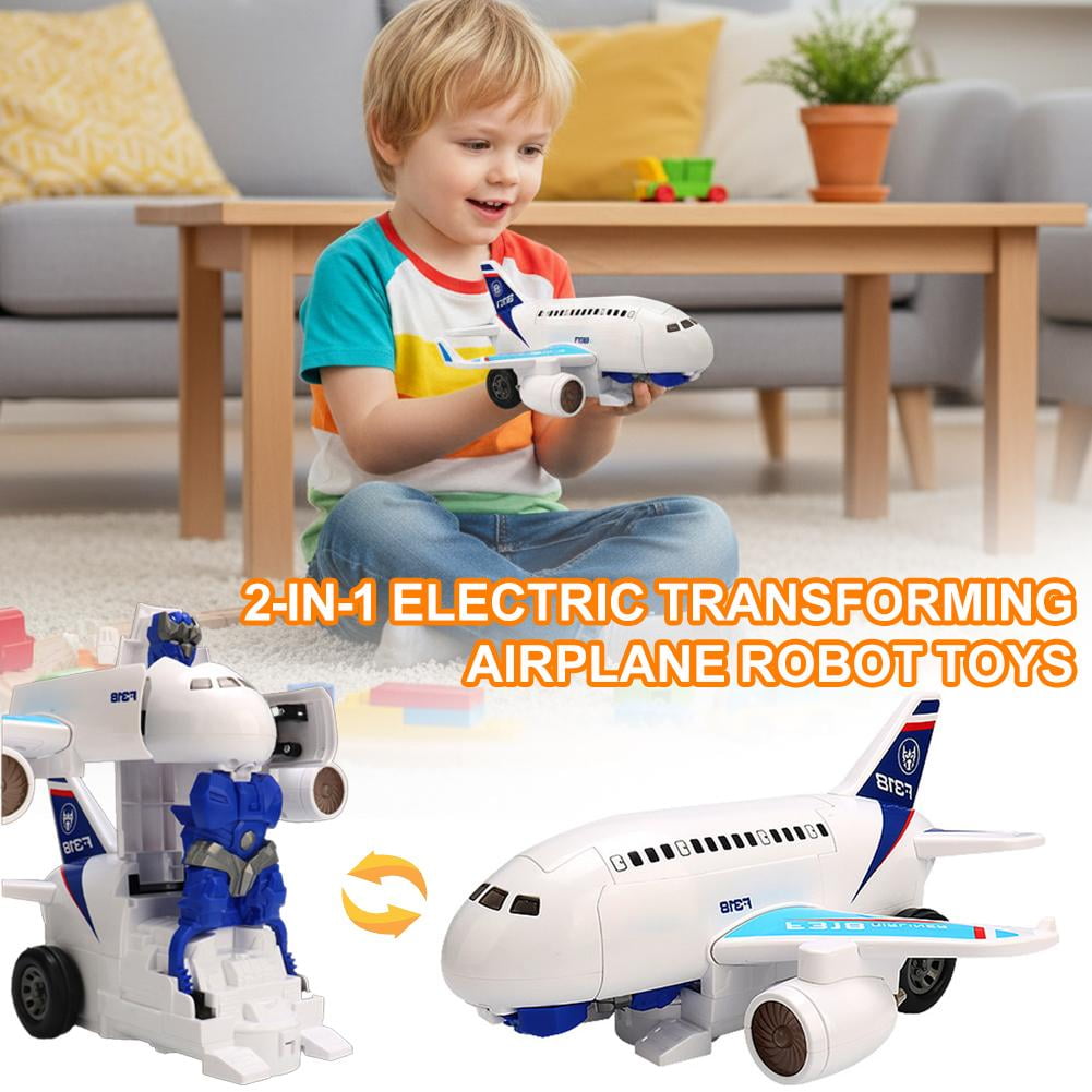 Transformation Airplane Robot Toys Airplane Models with Lights & Sounds Birthday For Childrens Toys Girls Boys Toy Car Gifts 1 Airplane boys, avoidance tech sound and plane boys plane trans
