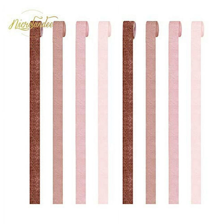 Beliueyes 8 Rolls Rose Gold Crepe Paper Streamers Party
