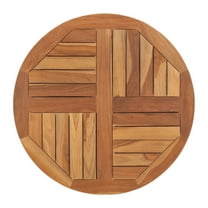 Table Top Solid Teak Wood Round 1" 27.6" Brown