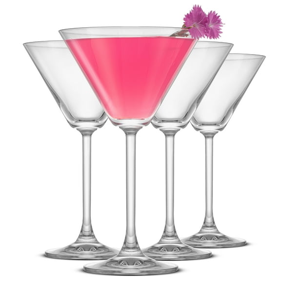 JoyJolt Olivia Martini Glasses, Set of 4 European Crystal Stemmed Martini Glasses 8.4 oz