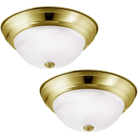 Glass Ceiling Domes - Luxrite LR25175 (2-Pack) 18W 13-Inch LED Flush Mount Ceiling Light, Gold Dome, Frosted Glass, Dimmable, 4000K Cool White, 1000 Lumens, ENERGY STAR-Qualified and UL Listed