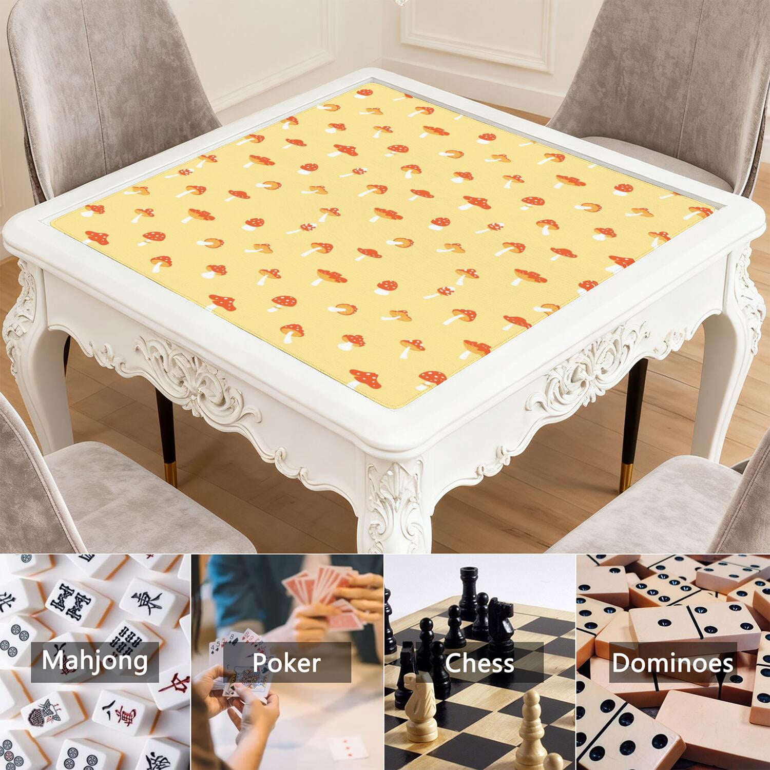 31.5 Inch Plants Inspired Table Mat Constructed from Rubber with Anti-Slip Properties and Noise Reducing Qualities for Mahjong Card Games Board Games Family Gatherings
