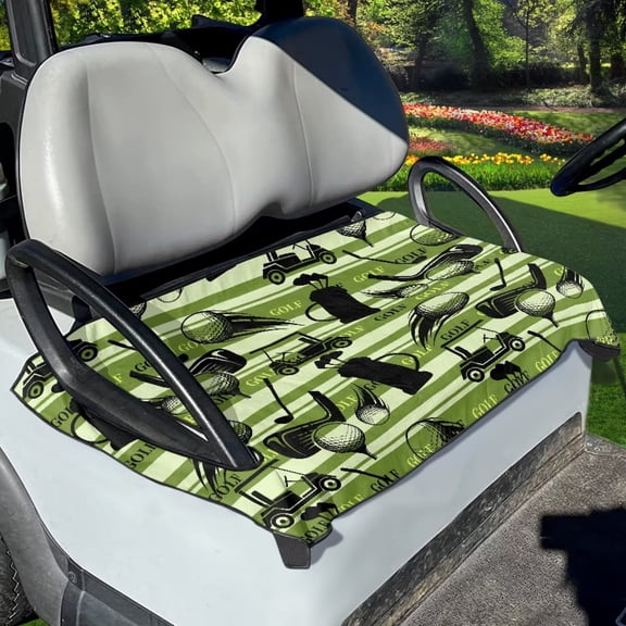 Jeiento Golf Ball Print Golf Cart Seat Covers, Breathable, Universal Fit for 2-Person Seats, Green