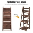 thumbnail image 2 of SEEKOL 4-Tier Foldable Ladder Bookshelf Rack & Vintage Plant Stand Display Shelf Storage, Rustic Industrial Design with Metal Frame & Wood Look Shelves, Space-Saving Foldable Structure Brown, 2 of 14