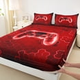 thumbnail image 3 of Homewish Red Gamer Twin Sheet Sets 3pcs for Adults Female Men,Video Game Twin Fitted Sheet Microfiber,Geometric Hexagon Honeycomb Breathable Flat Sheet,Super Cozy Room Decor, 3 of 7