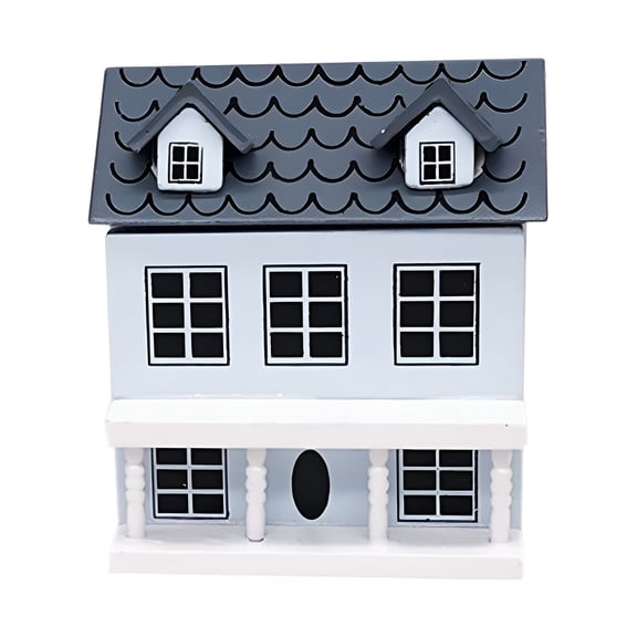 BESTSKY 1/12 Scale Mini Dollhouse Villa, Miniature House with Movable Grey Roof, Detailed Home Decor Toy