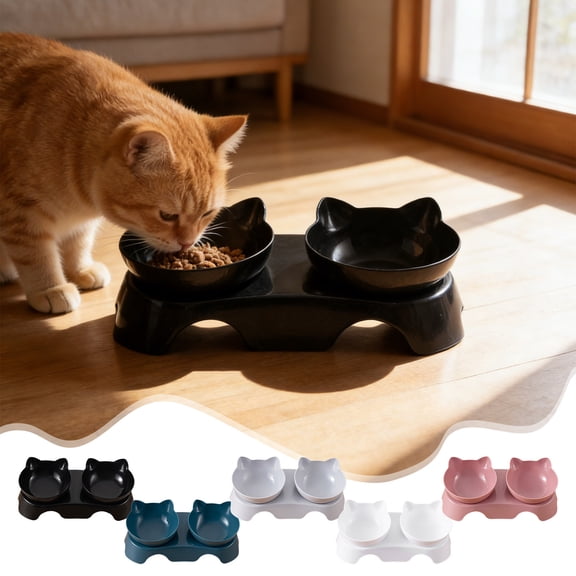 Pet Bowls Dog Bowls Cat Bowls 2 in 1 Food and Water Bowl Tilted Design Non Slip Anti Tip Easy Clean for Cats Small Dogs Indoor by PALIFEUR