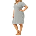 thumbnail image 4 of Unique Bargains Women's Plus Size Nightgown V Neck Pajama Sleepwear Dress, 4 of 7