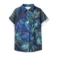 thumbnail image 4 of Byworldtasic Women's Collared Shirt Women Hawaiian Shirt Button Down Blouse Summer Beach Cool Short Sleeve V Neck Tops Blue-1, 4 of 4