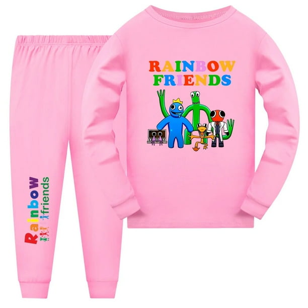 Pijamas de manga larga para niños y niñas, ropa de dormir con estampado de arcoíris de Navidad, para estar en casa, 2023