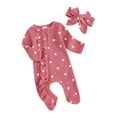 thumbnail image 2 of Elippeo Baby Girls Valentine's Day Jumpsuit 3M 6M Long Sleeve Crew Neck Heart Print Ruffle Zipper Romper with Headband, 2 of 10