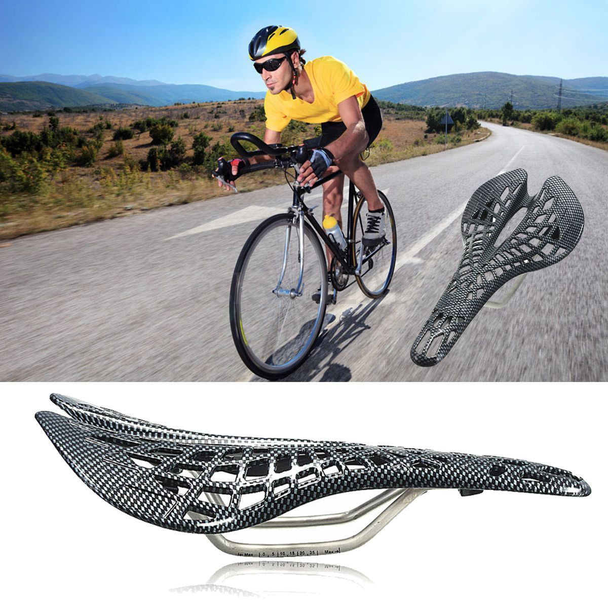 Saddle Seat Hollow Carbon Fiber For Road Racing Bicycle Bike Mtb Cycling Cushion 