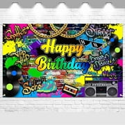 Hip Hop Birthday Party Backdrop Throwback Retro Birthday Banner Decor Graffiti 80's 90's Birthday Party Background