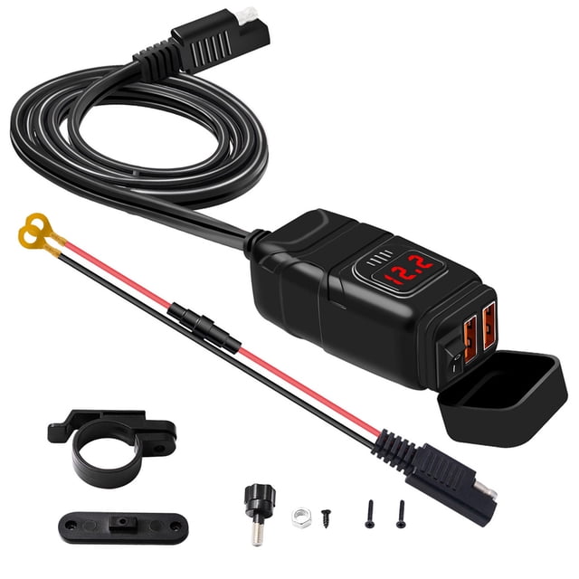 Zootealy Dual USB Fast Charger with Voltage Display - Red LED Indicator - 5V3.4A/9V2.5A/12V2A Output - ABS Material - Monitorable Range 6-30V - Compact Size