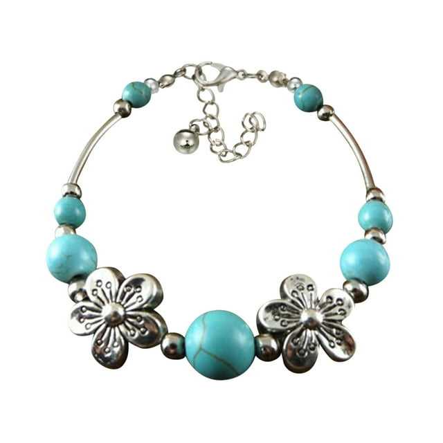 Pulseras de turquesa ajustable flor de melocotón pulsera pulsera unisex pulsera de yoga pulsera azul pulsera de piedras preciosas joyería de turquesa pulsera de piedra natural