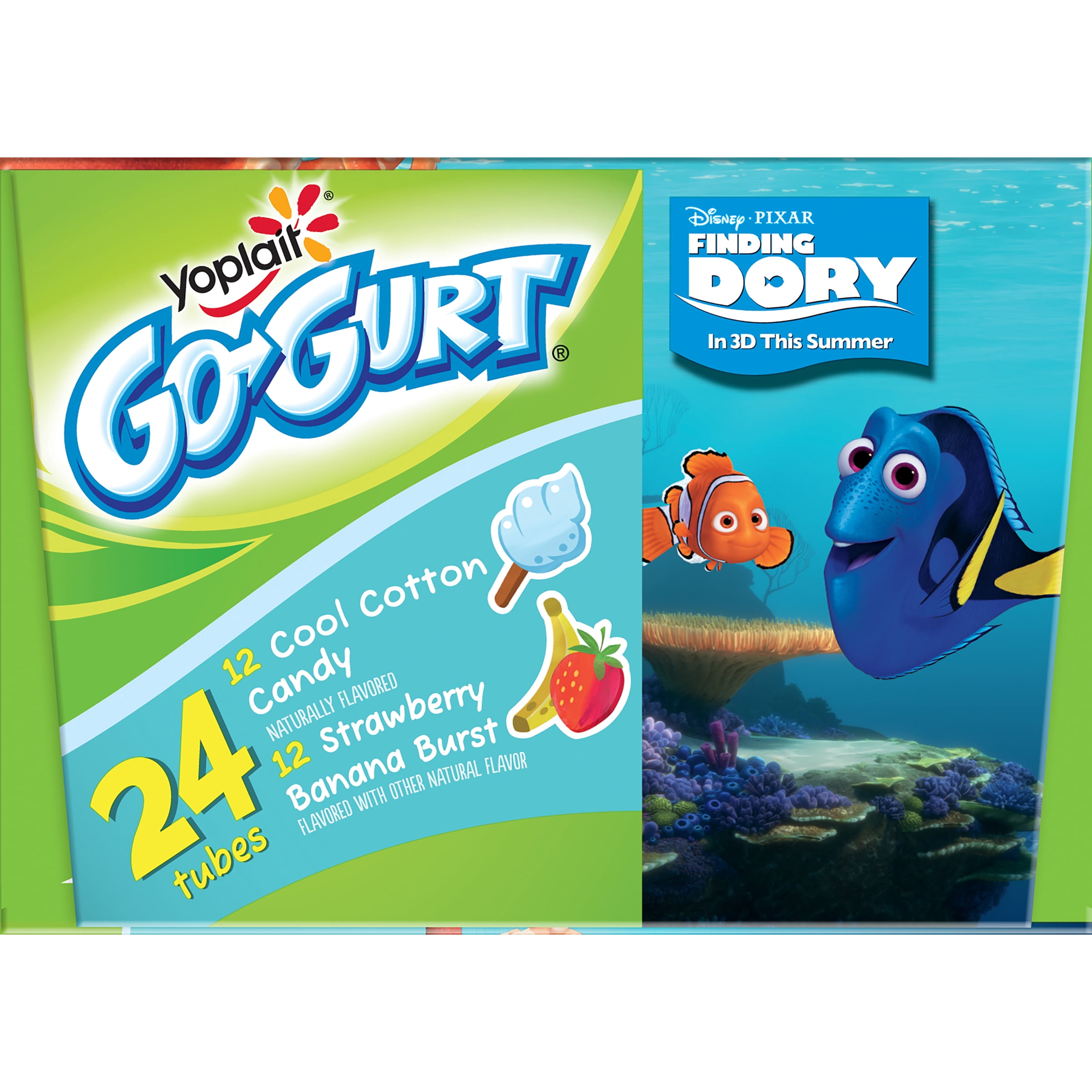 Yoplait Go-Gurt Cool Cotton Candy/Strawberry Banana Burst Portable Low Fat Yogurt Variety, 2.25 Oz., 24 Count