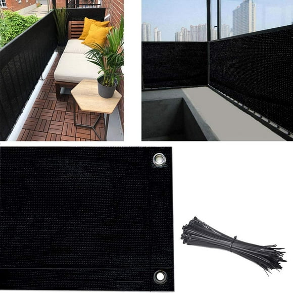nipocaio Privacy Screen Fence Cover， Privacy Screen UV-Resistant Visibility Reduction Fence Screen for Balcony, Patio, Porch (0.9*5m , Black)