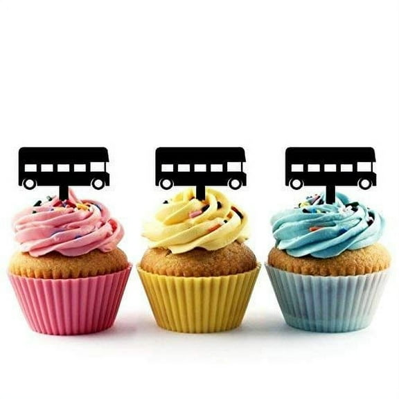Whimsical Practicality's School Bus Silhouette Acrylic Cupcake Toppers 12 pcs