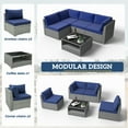 thumbnail image 4 of EAGLE PEAK 5 Piece Outdoor Wicker Patio Furniture Set with Coffee Table, Dark Blue, 4 of 10