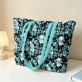 thumbnail image 3 of Jeiento Teal Snowman Print Quilted Tote Bag for Women Large Capacity Winter Shoulder Purse with Zipper Closure for Christmas Shopping Work Travel Holiday Gifts, 3 of 7