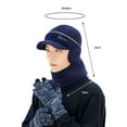 thumbnail image 6 of Eoperou 1Pc/2Pcs Wide Brim Striped Stitch Thick Hat Scarf Set Men Ear Winter Knitted Baseball Cap Neckerchief, 6 of 8