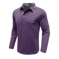 thumbnail image 4 of YFNNUP Men's Casual Shirts Classic Long Sleeve Button Tshirts Regular Fit Solid Basic Golf Shirts, 4 of 6