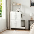thumbnail image 6 of HOOBRO Litter Box Enclosure, Litter Box Furniture with Storage, 2-in-1 Hidden Cat Furniture with Shelf, 2 Dangling Plush Balls and 1 Toy Ball, Large Wooden Cat Washroom, White WT78MW01, 6 of 10