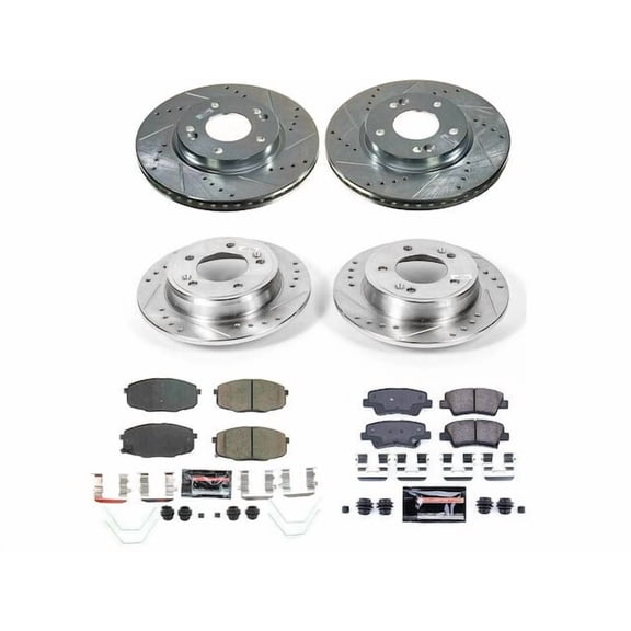 Front and Rear Brake Pad and Rotor Kit - Compatible with 2019 - 2023 Kia Forte - Power Stop