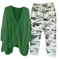 thumbnail image 2 of ICHUANYI Clearance Women's Print V-neck Long Sleeve Pullover Shirt Tops + Pants Trousers Set(Green, XXL) ICHUANYI WER2023081002798, 2 of 8
