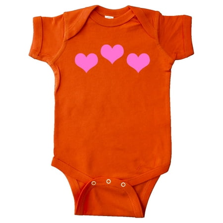 

Inktastic 3 Pink Hearts Gift Baby Boy or Baby Girl Bodysuit