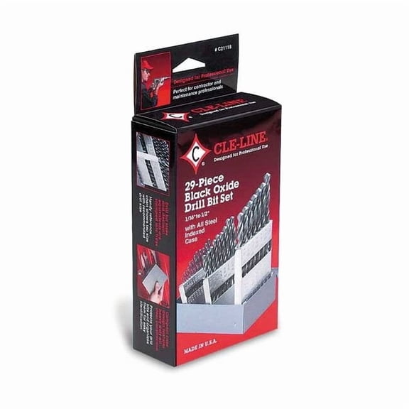 Cle-Line C21119 1/16 in.-1/2 in. Steam Oxide HSS Twist Drill Bit Set 29Pc