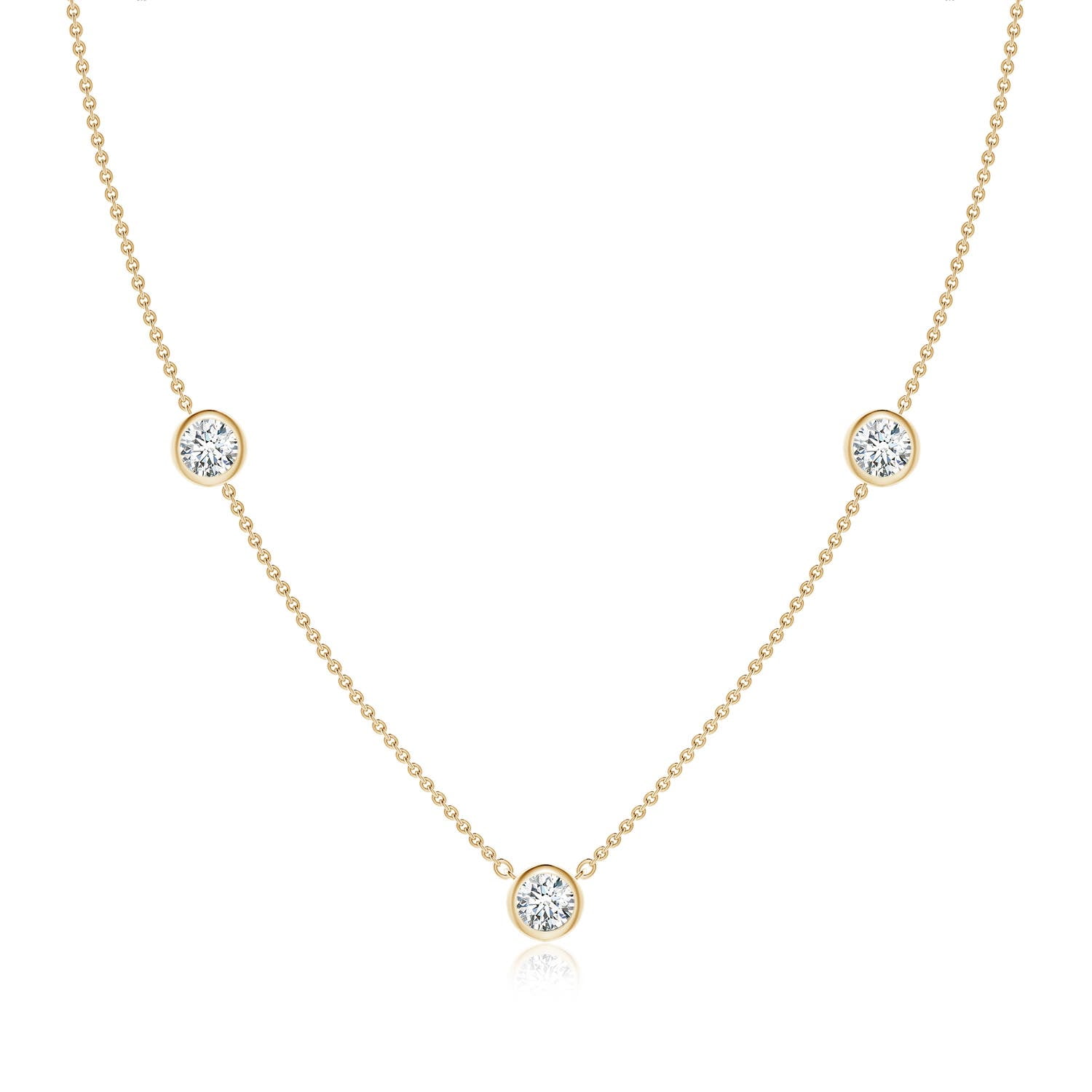 ANGARA IGI Certified Lab Grown 1.5 Ct Diamond Chain Necklace for Women in 14K Yellow Gold (Size-5.1mm|Color-F-G|Clarity-VS) | April Birthstone, Anniversary, Jewelry Gift for Women | Diamond Necklace