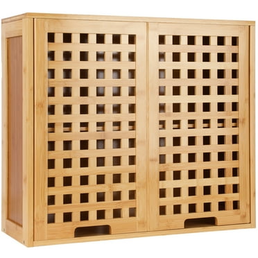 Chicgrowth Bamboo Wall Monted Cabinet Bathroom Storage Shelf Space Saver