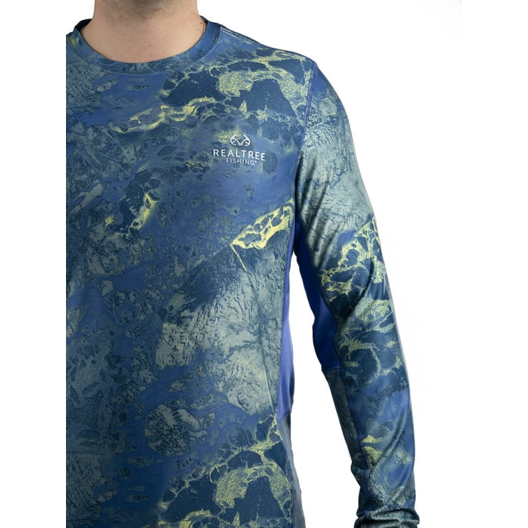 New! Men's Sz MEDIUM Realtree Fishing WAV3 Color: DARK Camo Performance  Shirt 