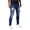 Dark Blue, variant on Men Ripped Jeans Slim Fit Straight Leg Denim Pants With Holes Pocket Solid Color Elastic Fitting Small Pants Dark Blue
