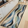 thumbnail image 2 of Blue Green Wave Abstract Hallway Runner Rug, 60x18 Inches Modern Wavy Long Floor Mat, Non-Slip Washable Contemporary Art Rug for Entryway Kitchen, 2 of 9