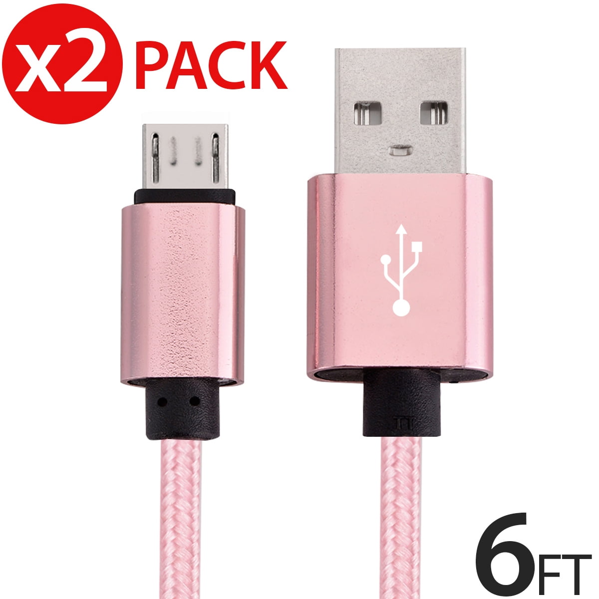 3301168 Casecover Universal Micro USB 3M 10FT Colorful Fabric Braided Data Cable Micro USB Data Sync Cable Charger Charging Cord for Android Samsung Galaxy S2 S3 S4 Note 2 HTC EVO One X S red 