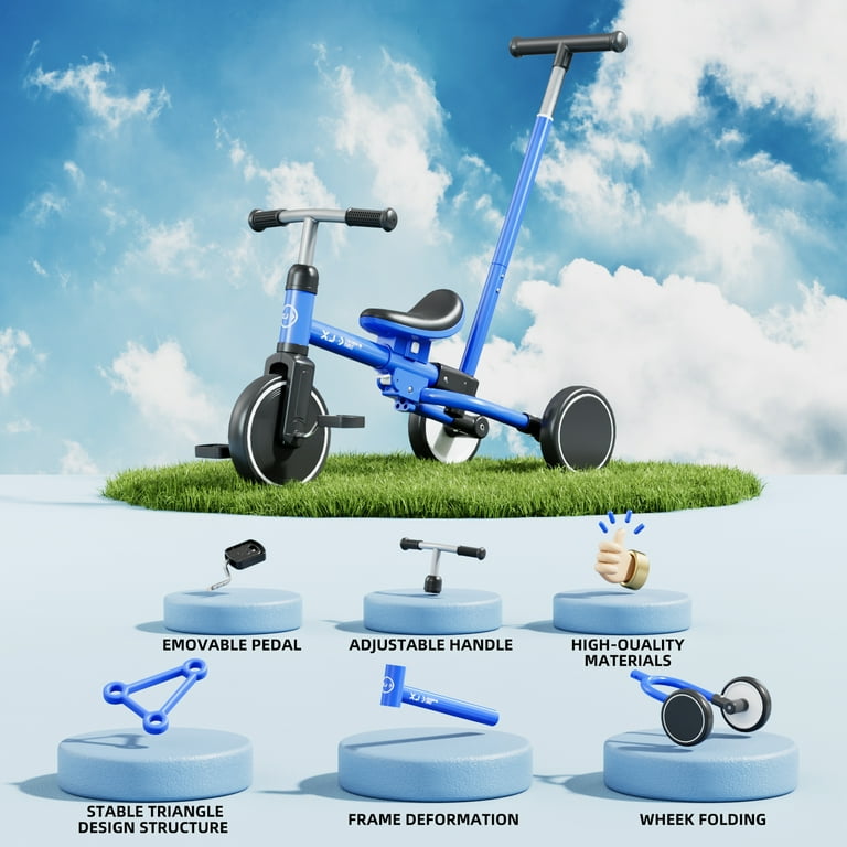 XJD Kids First Tricycle, 7 in 1 Toddler Bike for 1-3 Years Old
