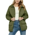 thumbnail image 2 of Nfurl Womens Puffer Jacket Lightweight Long Sleeve Button Down Padded Coats Women's Winter Coat with Pockets Warm Quilted Jackets Army Green XL, 2 of 4