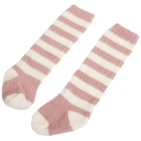 IFANLANDOR 1 Pair Newborn Long Sock White with Pink Stripes for Infants Autumn Season Knee Protection 11.8x3in
