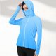 thumbnail image 1 of Chaquetas y prendas de vestir exteriores informales con capucha y manga larga de color degradado para mujer, con capucha y hebilla para el pulgar, ropa de protección solar, parte superior de poliéster, 1 of 7
