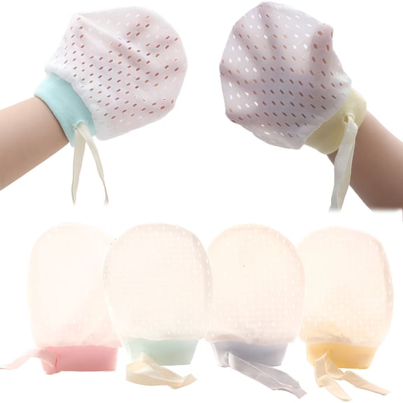 TELOLY Cute Boys Girls Cotton No Scratch Gloves Drawstring Adjustable Mittens for Baby Infants